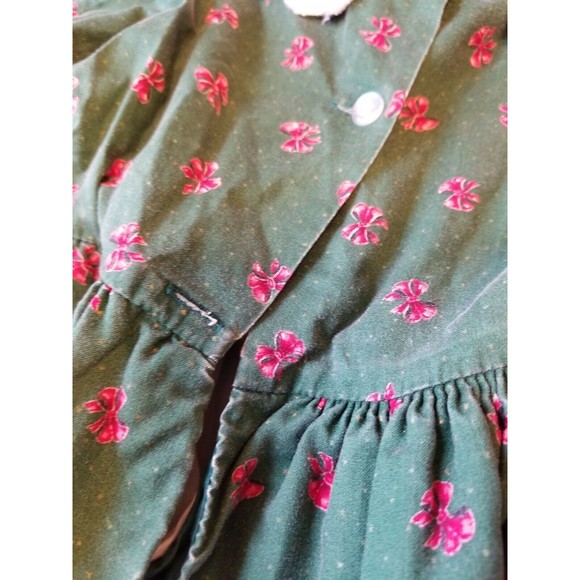 Lilo Childrens Dress Holiday Christmas Vintage Green Red Lace Ruffles 3T FLAWS - Picture 10 of 12